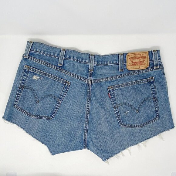 LEVI'S | Distressed Denim Cut-Off Shorts - Picture 2 of 10